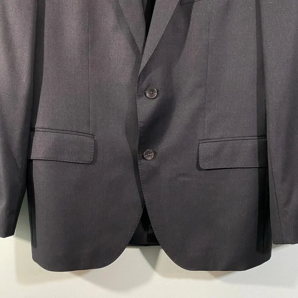 BOSS Hugo Boss Men's Dark Grey Reda Super 100 Virgin Wool Blazer Size 40S